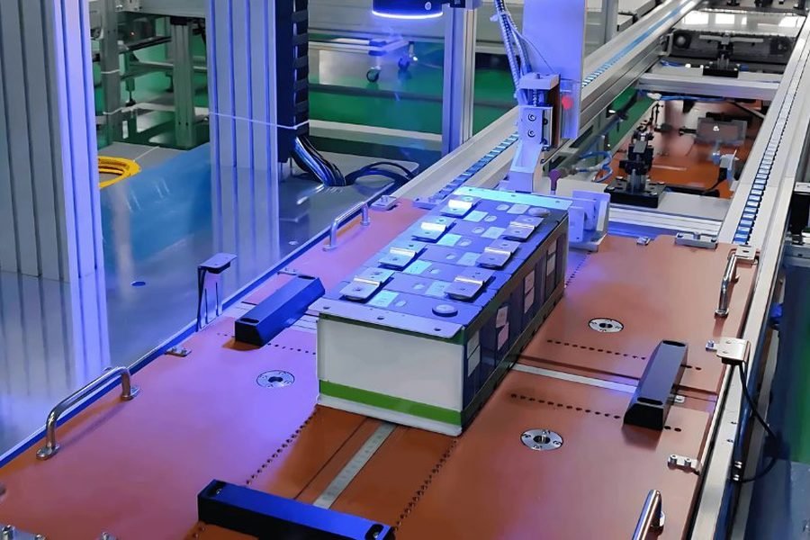 Automated battery pack assembly line with robotic laser welding