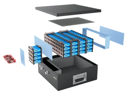 Custom LiFePO4 battery pack, 3D exploded view