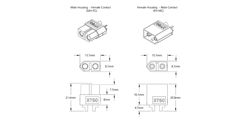 xt60 sizes