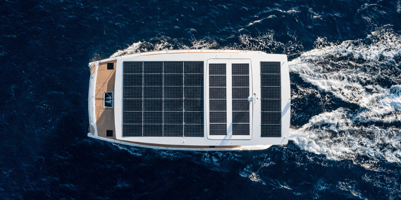 electric boat with solar panels