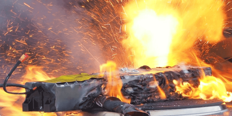 lithium battery on fire
