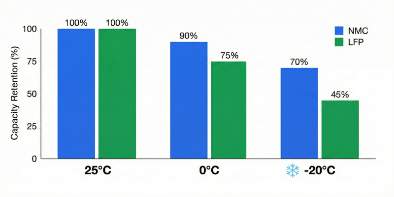 lfp nmc cold capacity