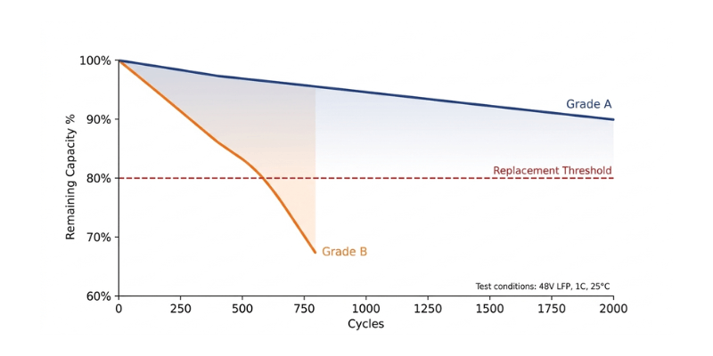 cell grading degradation comparison