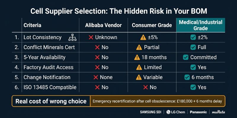 cell supplier selection