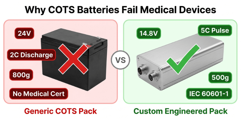 why cots batteries fail medical devices